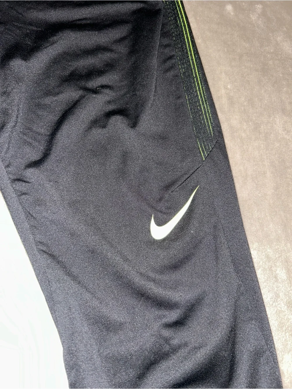 Kids XL Nike Black Joggers with Neon Yellow Swoosh